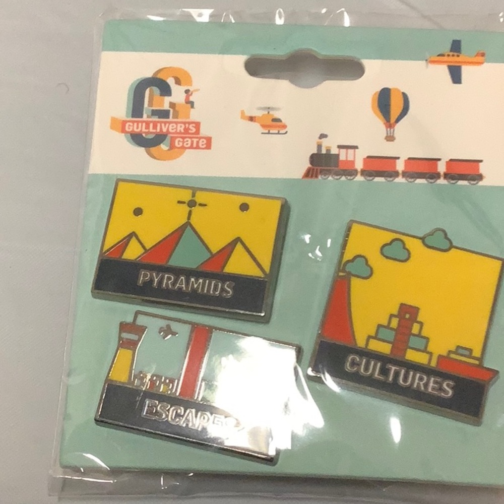 Culture, Pyramids, and Escapes 3 lapel or Backpack pins Rare NWT